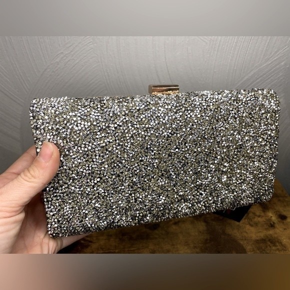 Boohoo glitter box clutch, metallic/silver, small - Picture 4 of 6